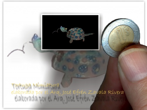 Tortuga, pieza que se elaboró con una ampolla de plástico, envoltura de pastillas y un pequeñísimo sistema mecánico que hace balancear la cabeza de la tortuga. - 23 Jan 2009
